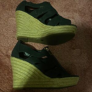 Merona Black and Tan Wedge Sandals